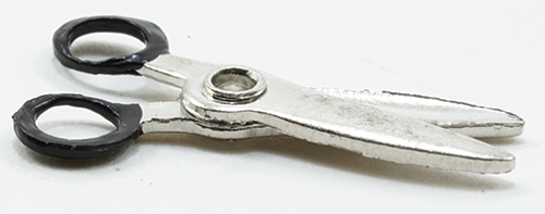 Dollhouse Miniature Silver Scissors with Black Handles